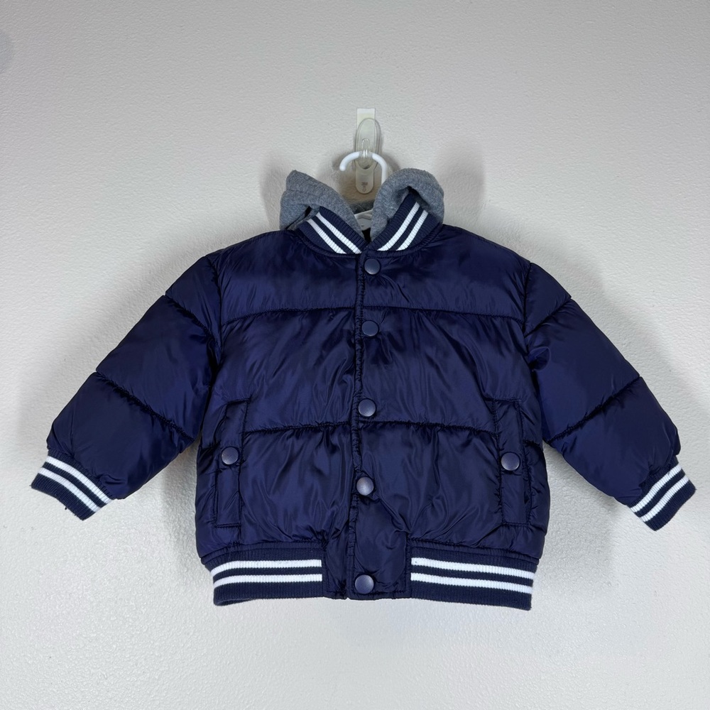 Rothschild Kids Varsity Bomber Jacket Blue Quilted Puffer Sherpa Lined 12 Months